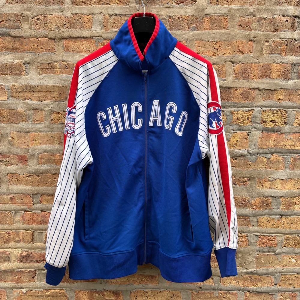 Vintage Stitches Chicago Cubs MLB Track Jacket Blue Pinstripe Full Zip Mens 2XL